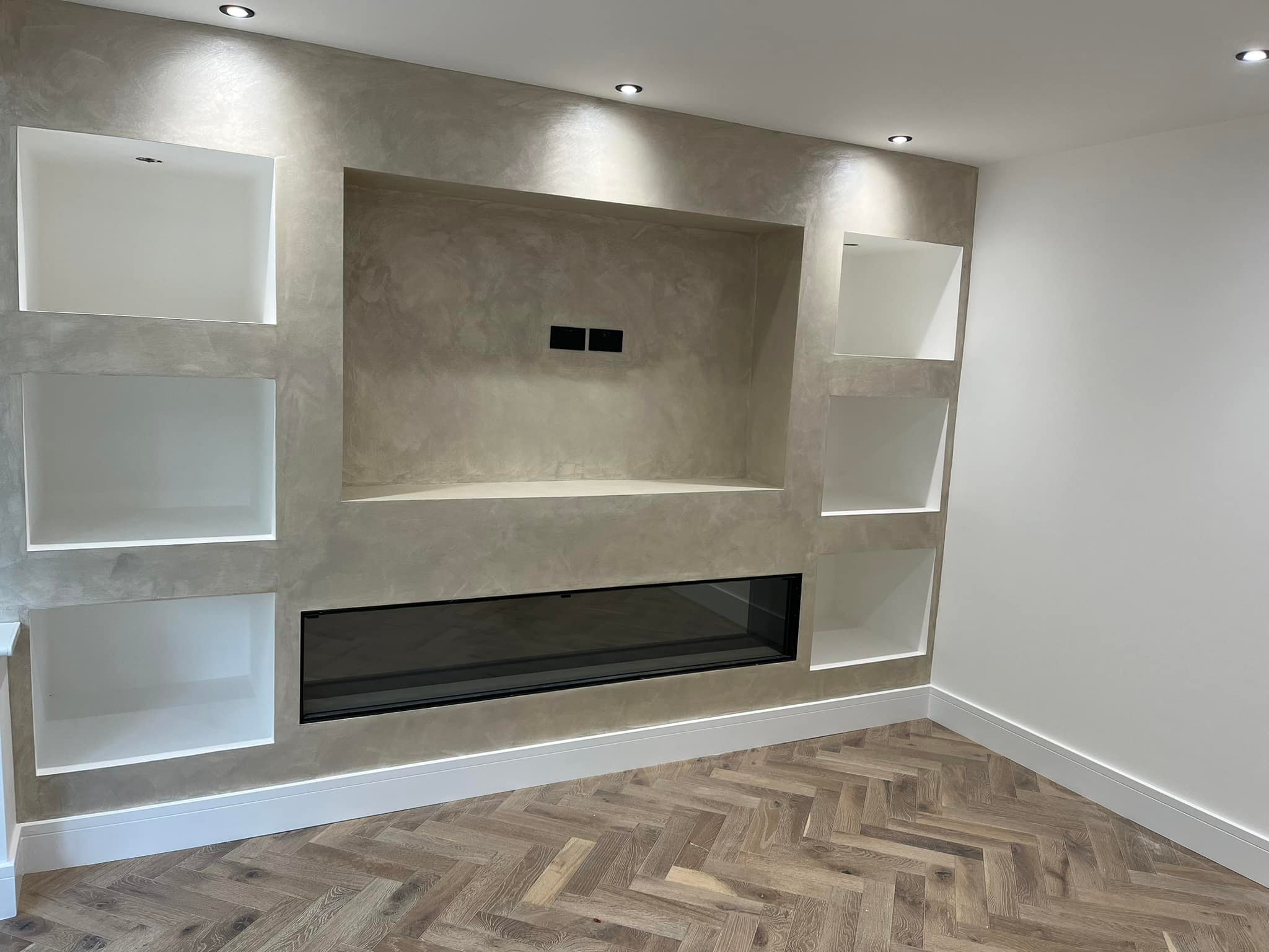 Feature wall and fireplace finish